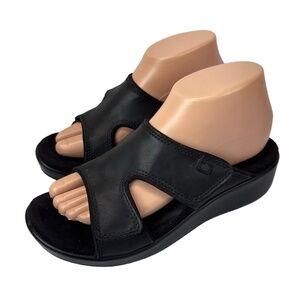 Spenco Womens 8 Karla Black Adjustable Wedge Sandals Total Support Adjustable